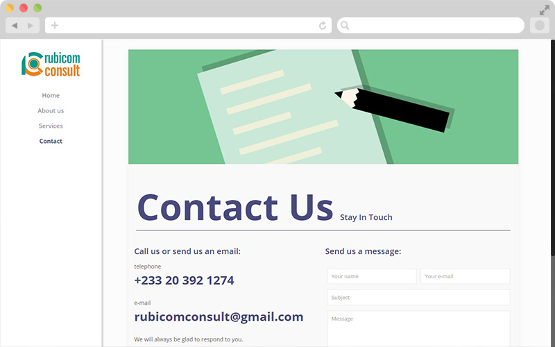 Rubicom Consult Project Contact Page